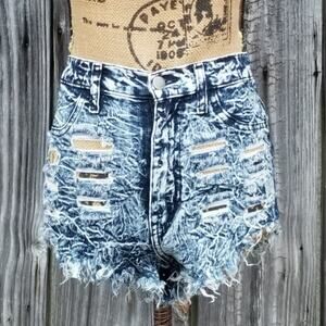 Acid Wash Shorts Aphrodite Size S Stretch Distressed Denim High Rise Cutoffs